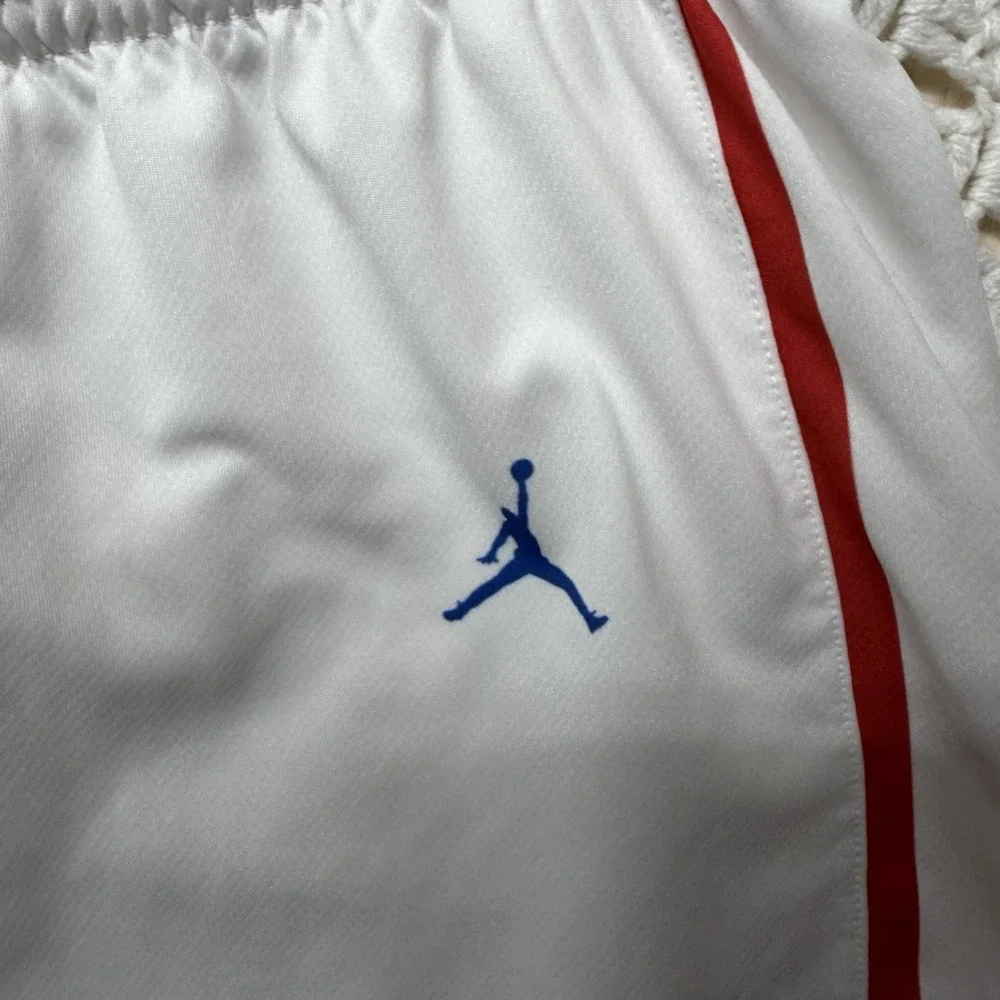 Air Jordan Shorts Mens Sz L White Jumpman Logo Drawstring Stretch